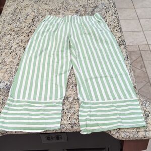 Pact Green and White Striped  Pajama Bottoms